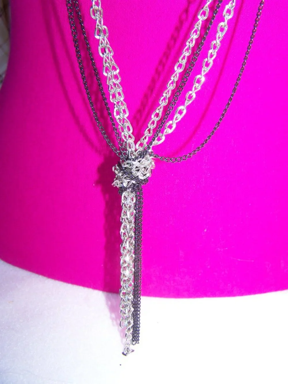 Black Tassel Multi-Strand Necklace